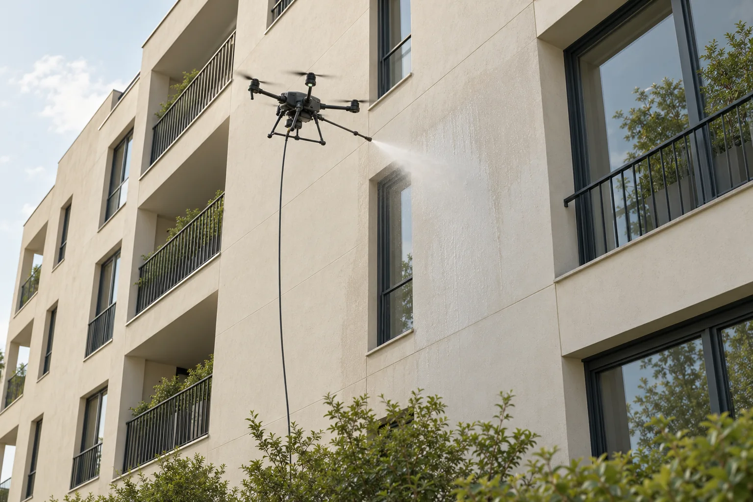 Usługi czyszczenia dronem — powierzchnia budynku